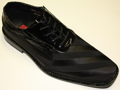 5855 MENS BLACK LACE UP DRESS SHOES WITH TONE ON TONE  DESIGN