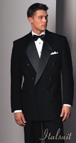 MENS BLACK DOUBLE BREASTED TUXEDO. SUPER 150'S WOOL HAND MADE BY:TESSORI UOMO