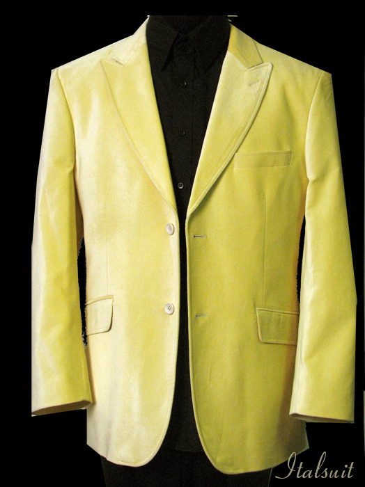 LB-313 SOLID YELLOW SUPER 150'S VELVET SPORT COAT THIS JACKET IS A WINNER 2 BUTTON WITH BACK VENT.