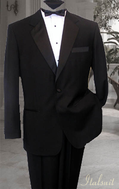 NICE 1 BUTTON MENS BLACK TUXEDO SUPER 150'S ITALIAN EXTRA FINE WOOL