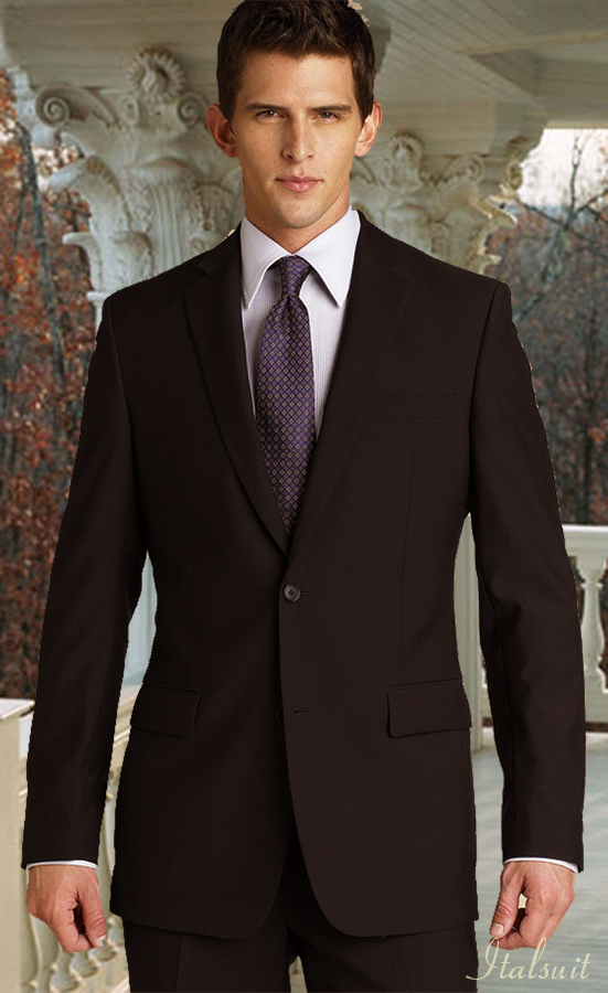TSS-987 BROWN 2 BUTTON SUPER 150'S 2PC WOOL SUIT EXTRA FINE ITALIAN MADE.