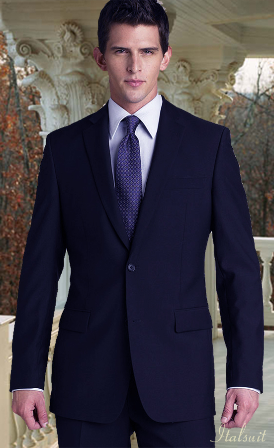 TS-02 NAVY 2 BUTTON SUPER 150'S 2PC WOOL SUIT EXTRA FINE ITALIAN MADE.