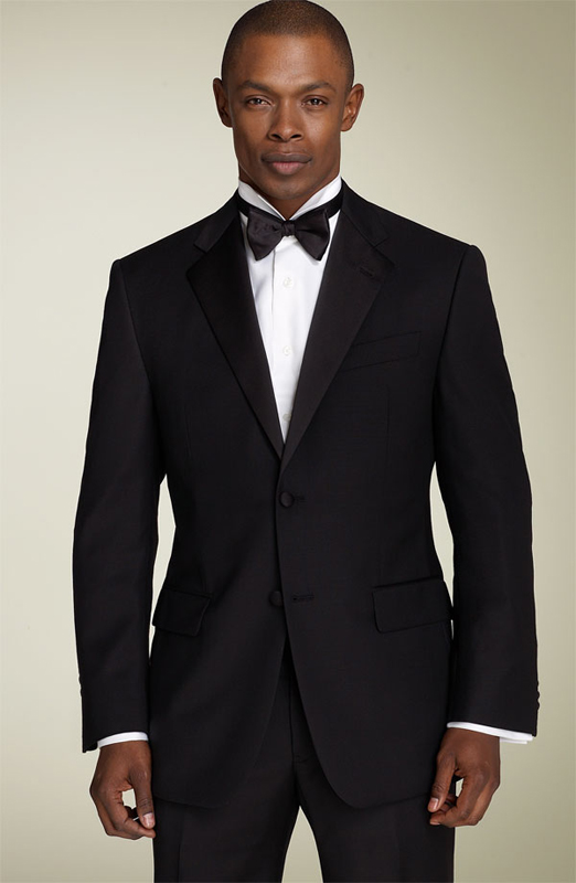 LOJ- 2 BUTTON MENS BLACK TUXEDO SUPER 150'S WOOL HAND MADE BY: MR TESSORI UOMO