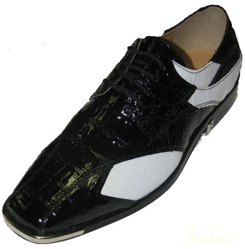 155747 MENS BLACK WITH WHITE LACE UP DRESS SHOES IT'S ONE OF A KIND