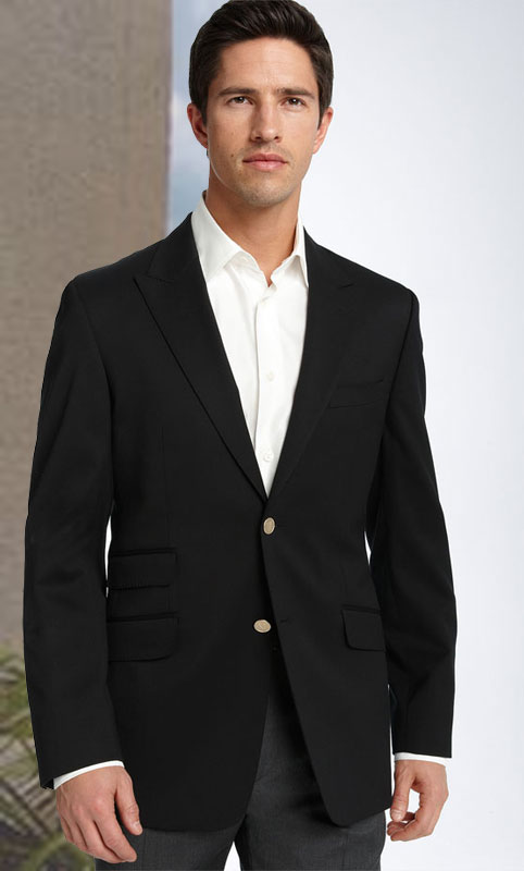 QXZ-365 CLASSIC BLACK SPORT COAT 2 BUTTON HAND MADE ONE OF A KIND WITH GOLD BUTTON