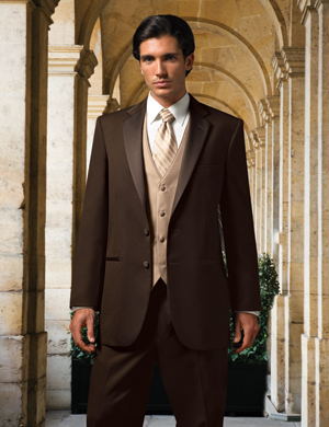 AWP-MENS 2PC BROWN TUXEDO 2 BUTTON SUPER 150'S WOOL EXTRA FINE MADE HAND (CUSTOM MAKE)