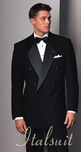 MENS BLACK DOUBLE BREASTED TUXEDO. SUPER 150'S WOOL HAND MADE BY:TESSORI UOMO
