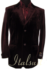 LB-313 SOLID BURGUNDY  VELVET SPORT COAT THIS JACKET IS A WINNER 2 BUTTON.