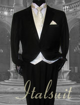 EUG- MENS BLACK 2 BUTTON TUXEDO SUPER 150'S WOOL HAND MADE BY: MR TESSORI UOMO FRENCH CUT