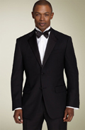 LOJ- 2 BUTTON MENS BLACK TUXEDO SUPER 150'S WOOL HAND MADE BY: MR TESSORI UOMO