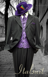 HARVEY-101 BLACK-PURPLE 3PC FASHION ZOOT SUIT AS SEEN IN GQ MAGAZINE 