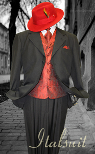 HARVEY-101 BLACK-RED 3PC FASHION ZOOT SUIT AS SEEN IN GQ MAGAZINE 