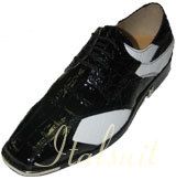 155747 MENS BLACK WITH WHITE LACE UP DRESS SHOES IT'S ONE OF A KIND