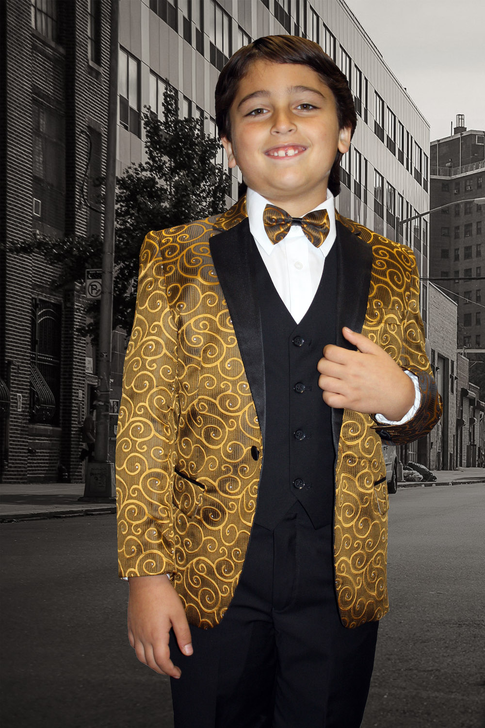 Gold Sequin BOW TIE Tuxedo Wedding Suit US SELLER Adult Children 6 