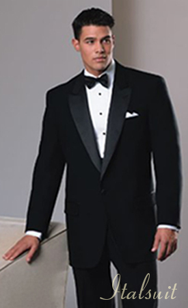 EXTRA FINE SUPER 150'S 1 BUTTON MENS BLACK TUXEDO HAND MADE BY: MR TESSORI UOMO