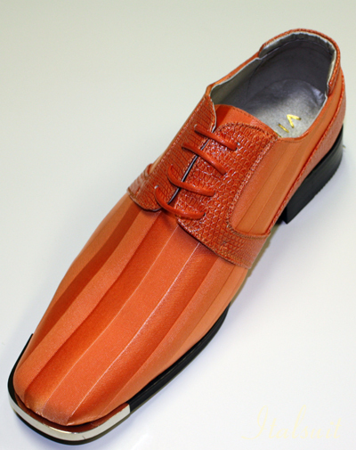17070 MENS ORANGE LACE UP DRESS SHOES IT'S ONE OF A KIND 