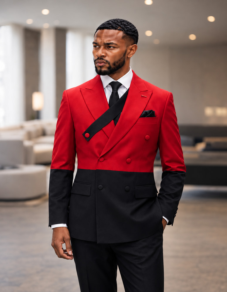 STATEMENT DOUBLE BREASTED 2 COLOR SUIT