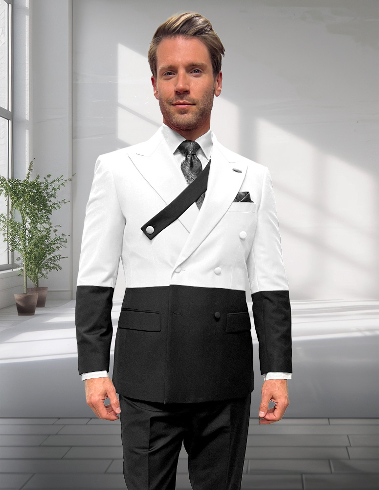 STATEMENT DOUBLE BREASTED 2 COLOR SUIT