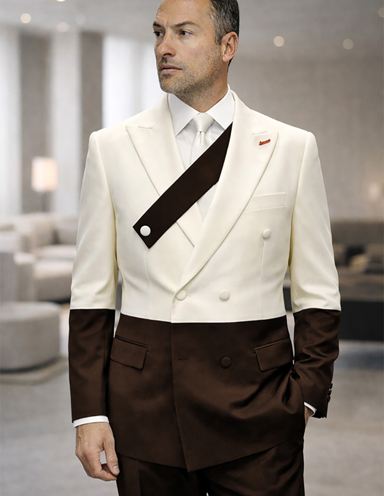 STATEMENT DOUBLE BREASTED 2 COLOR SUIT 