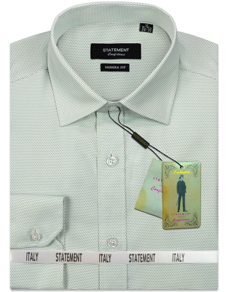 GREEN PIN DOT COTTON DRESS SHIRT 