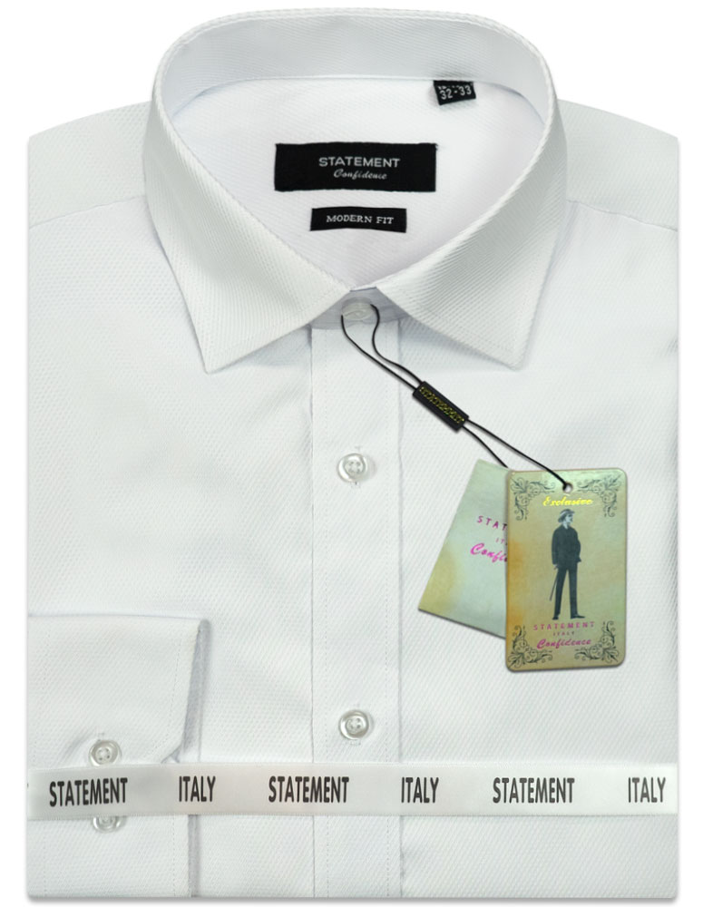 WHITE PIN DOT COTTON DRESS SHIRT 