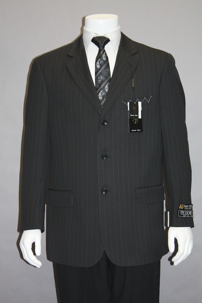 TS-28 BLACK WITH WHITE STRIPE SPORT COAT IT'S ONE OF A KIND SUPER 150'S FOR ALL OCCASION. 