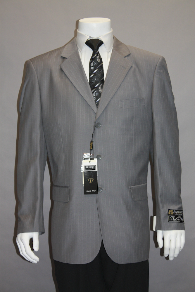 TS-28 GREY WITH WHITE STRIPE SPORT COAT IT'S ONE OF A KIND SUPER 150'S FOR ALL OCCASION.    