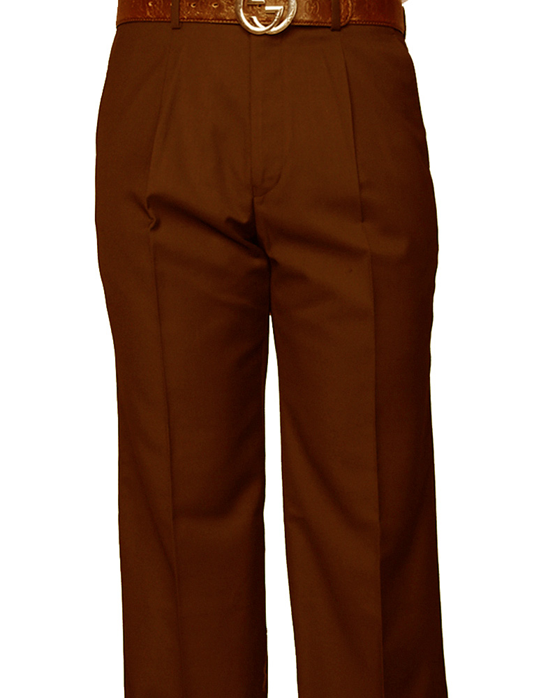 COPPER PLEATED DRESS PANTS REGULAR FIT SUPER 150'S ITALIAN WOOL FABRIC  