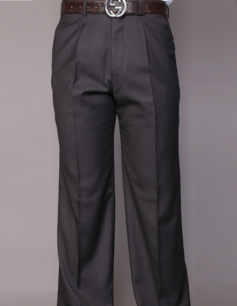 HEATHER CHARCOAL PLEATED DRESS PANTS REGULAR FIT SUPER 150'S ITALIAN WOOL FABRIC 