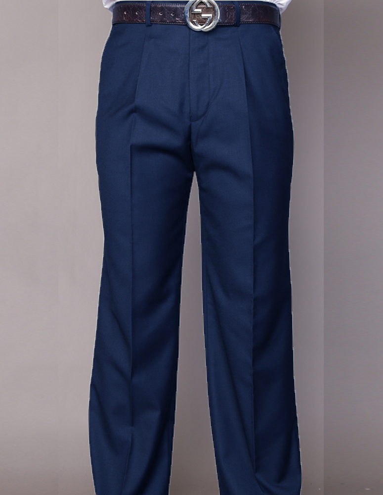 INDIGO PLEATED DRESS PANTS REGULAR FIT SUPER 150'S ITALIAN WOOL FABRIC ...