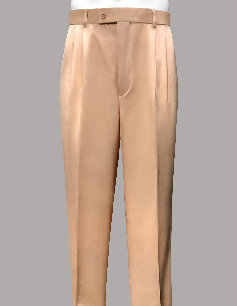 PEACH PLEATED DRESS PANTS REGULAR FIT SUPER 150'S ITALIAN WOOL FABRIC