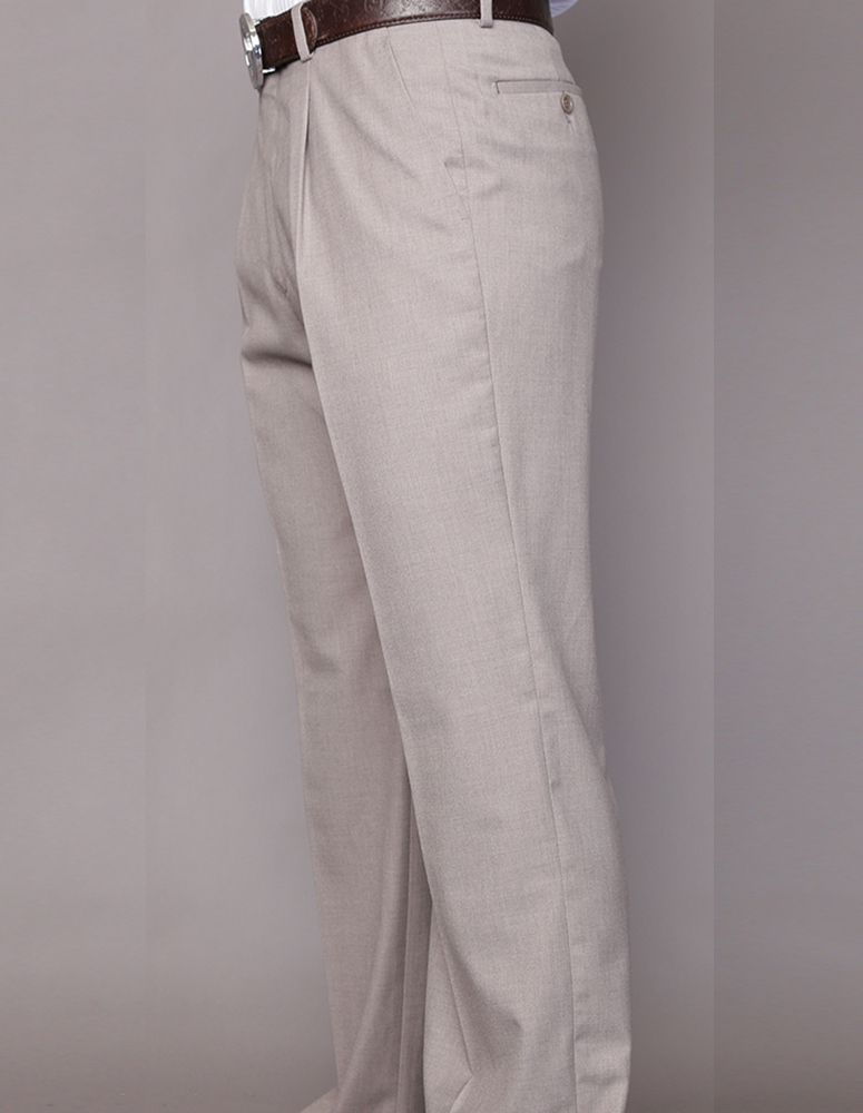 SAND PLEATED DRESS PANTS REGULAR FIT SUPER 150'S ITALIAN WOOL FABRIC  