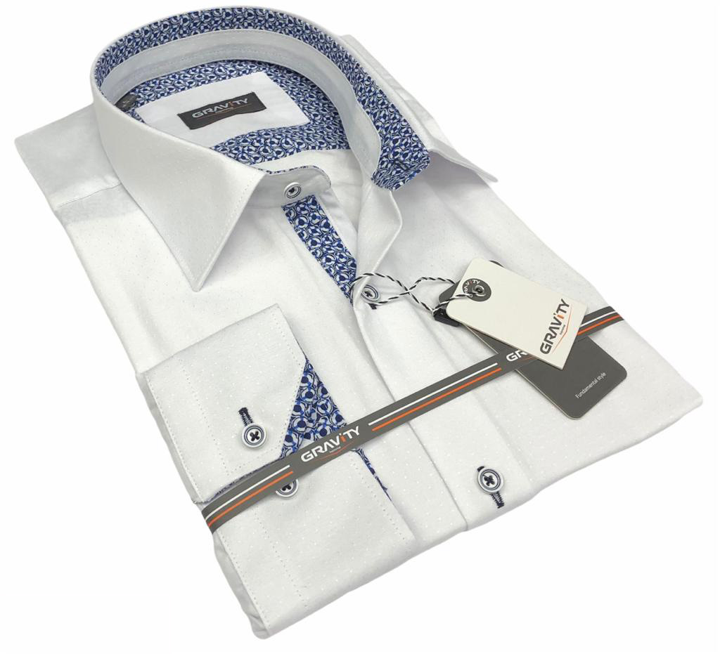 Men's button down modern fit white long sleeve Ashton dress shirt