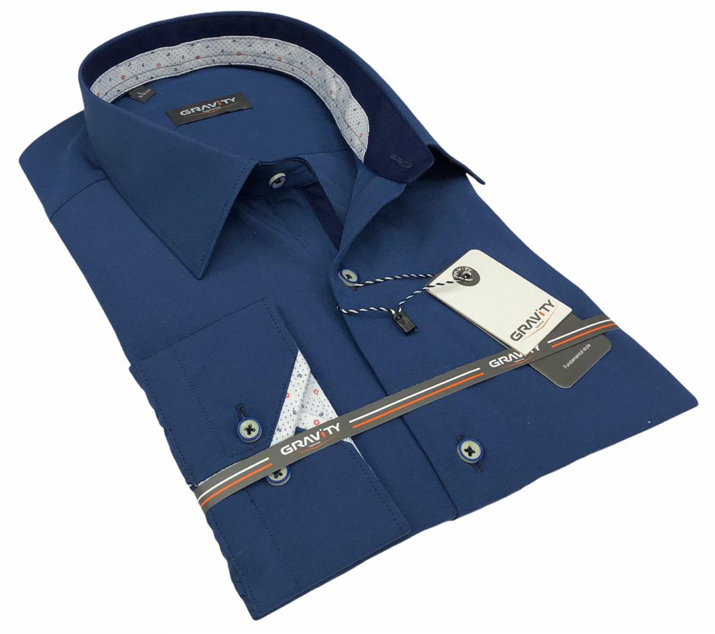 Men's button down modern fit blue long sleeve Tyler dress shirt