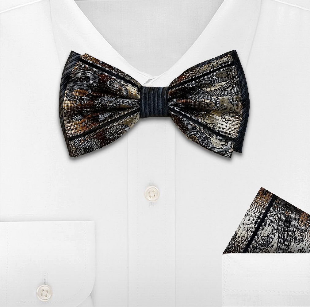 SH-901-TAN BOW TIE SET