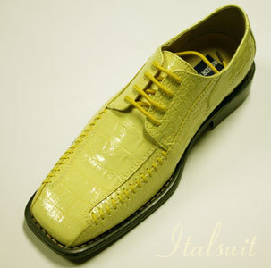 5879 MENS YELLOW LACE UP DRESS SHOES IT'S ONE OF A KIND 