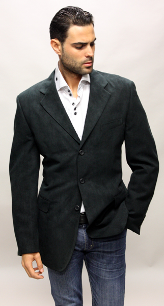 SU-100 BLACK SUDE FEEL SPORT COAT THIS JACKET IS A WINNER 3 BUTTON WITH BACK VENT.