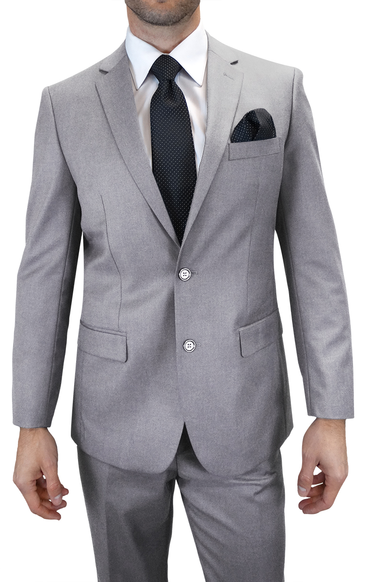 Men's Stylish Solid Two Button Flat Front Pants Birdseye Dress Slim Fit Suit 