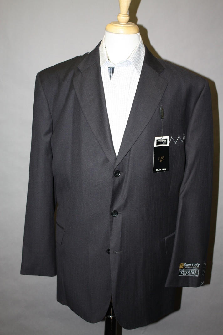 TS-05 BLACK 3 BUTTON STRIPE SPORT COAT HAND MADE ONE OF A KIND 