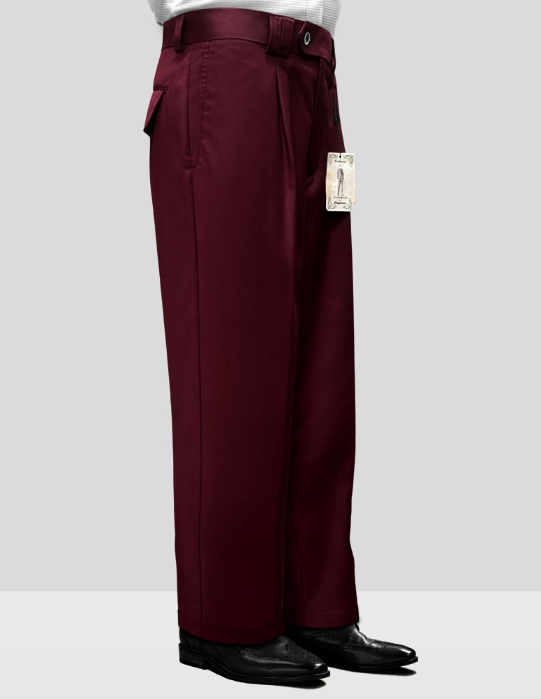 BURGUNDY WIDE LEG DRESS PANTS REGULAR FIT SUPER 150'S ITALIAN WOOL