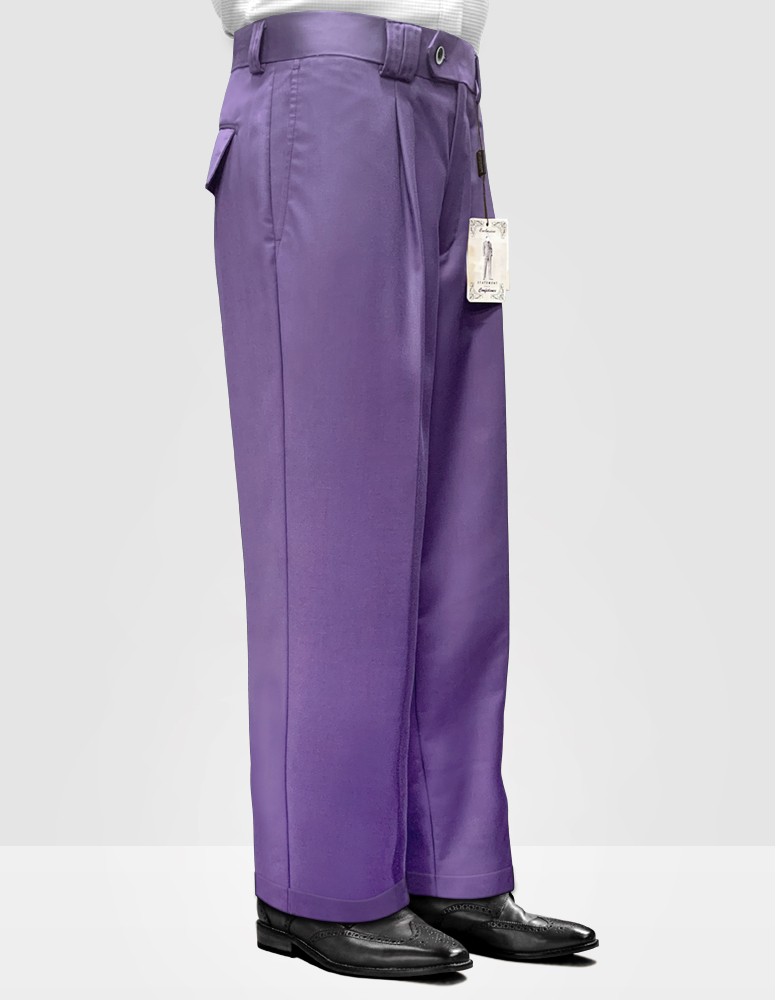 LAVENDER WIDE LEG DRESS PANTS REGULAR FIT SUPER 150'S ITALIAN WOOL FABRIC  