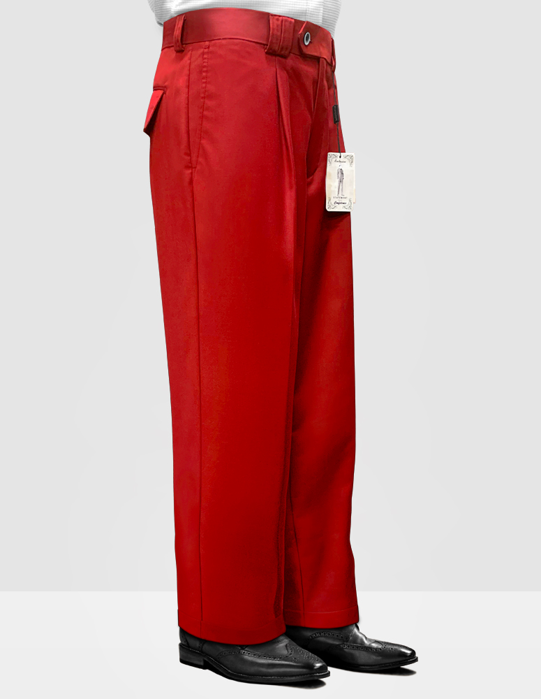 RED WIDE LEG DRESS PANTS REGULAR FIT SUPER 150'S ITALIAN WOOL