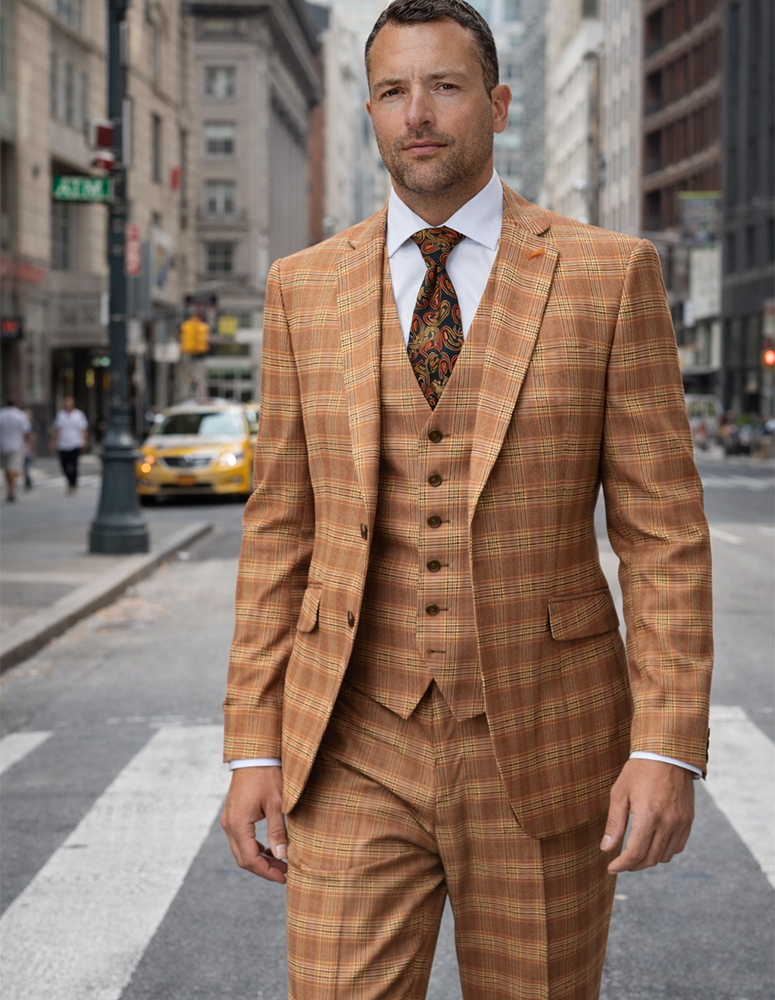3PC ITALIAN SUPER 200'S WOOL SUIT. MODERN FIT FLAT FRONT PANTS 