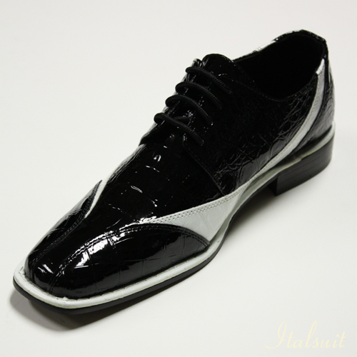 5754 MENS BLACK WITH WHITE LACE UP DRESS SHOES IT'S ONE OF A KIND 