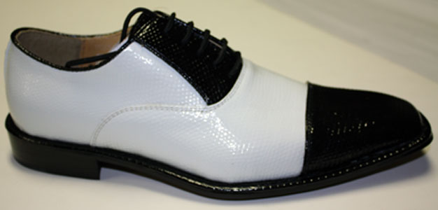 5881 MENS WHITE WITH BLACK LACE UP DRESS SHOES IT'S ONE OF A KIND. 