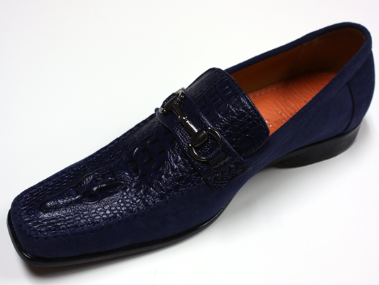 6169 MENS NAVY SLIP ON DRESS SHOES IT'S ONE OF A KIND