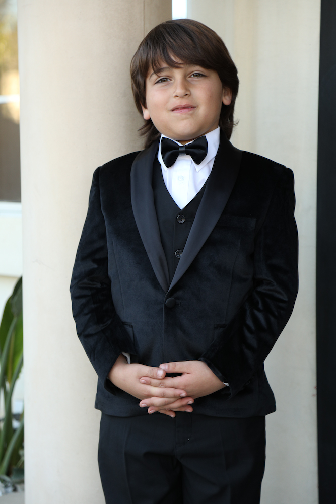 B-VELVET BLACK 5PC SUIT SHIRT,BOWTIE & VEST FOR KIDS 