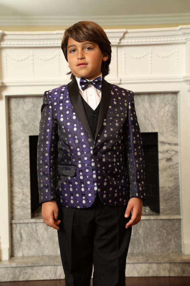 B13-BELLAGIO PURPLE 5PC SUIT SHIRT,BOWTIE & VEST FOR KIDS