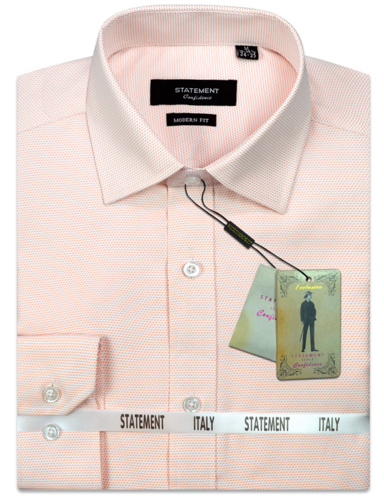 PEACH PIN DOT COTTON DRESS SHIRT 