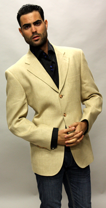 JY-04 TAN LINEN SPORT COAT 3 BUTTON A MUST HAVE JACKET. 